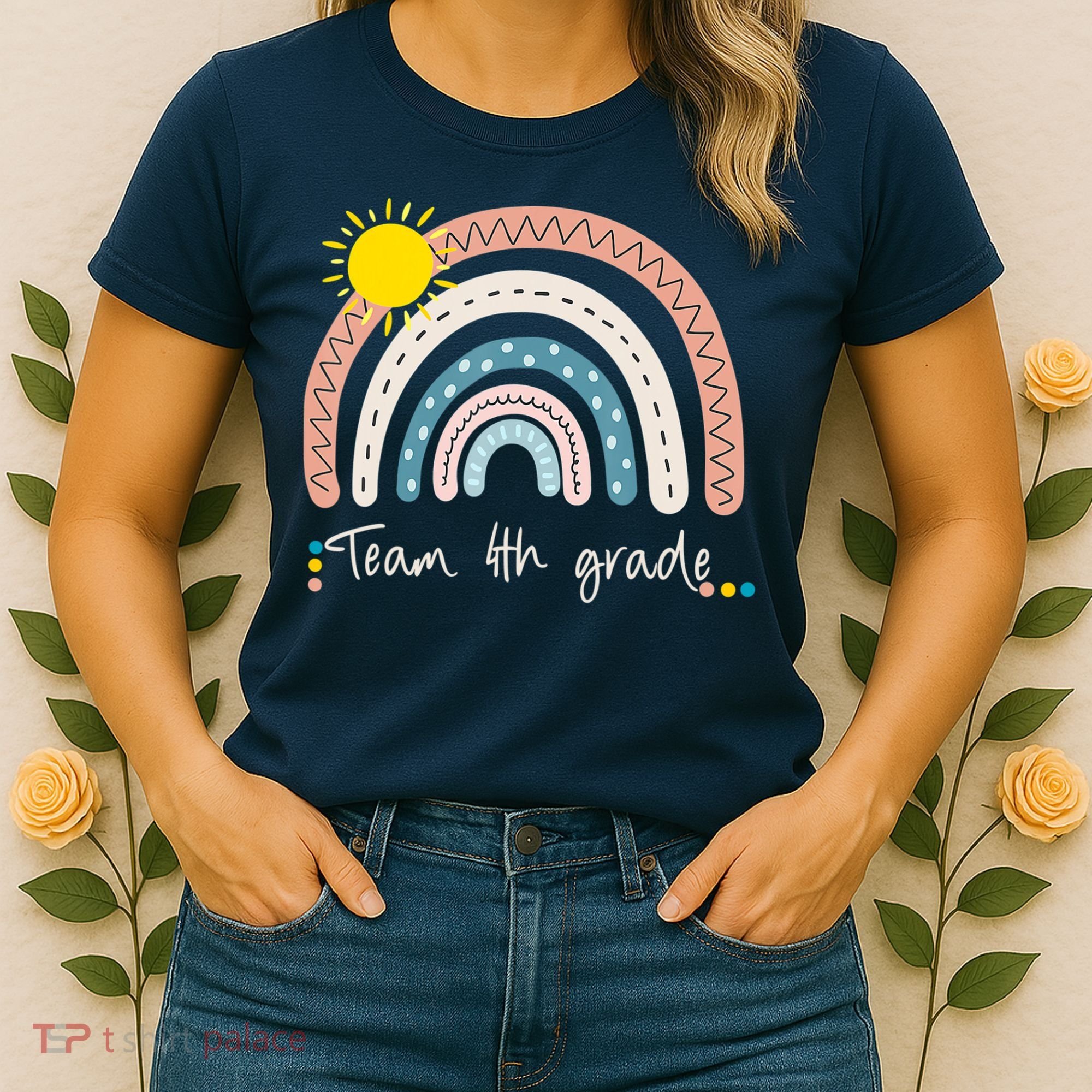 4Th Grade Of Team PreK Squad Crew Teacher Rainbow Women's T-Shirt