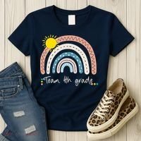 4Th Grade Of Team PreK Squad Crew Teacher Rainbow Women's T-Shirt thumb 3