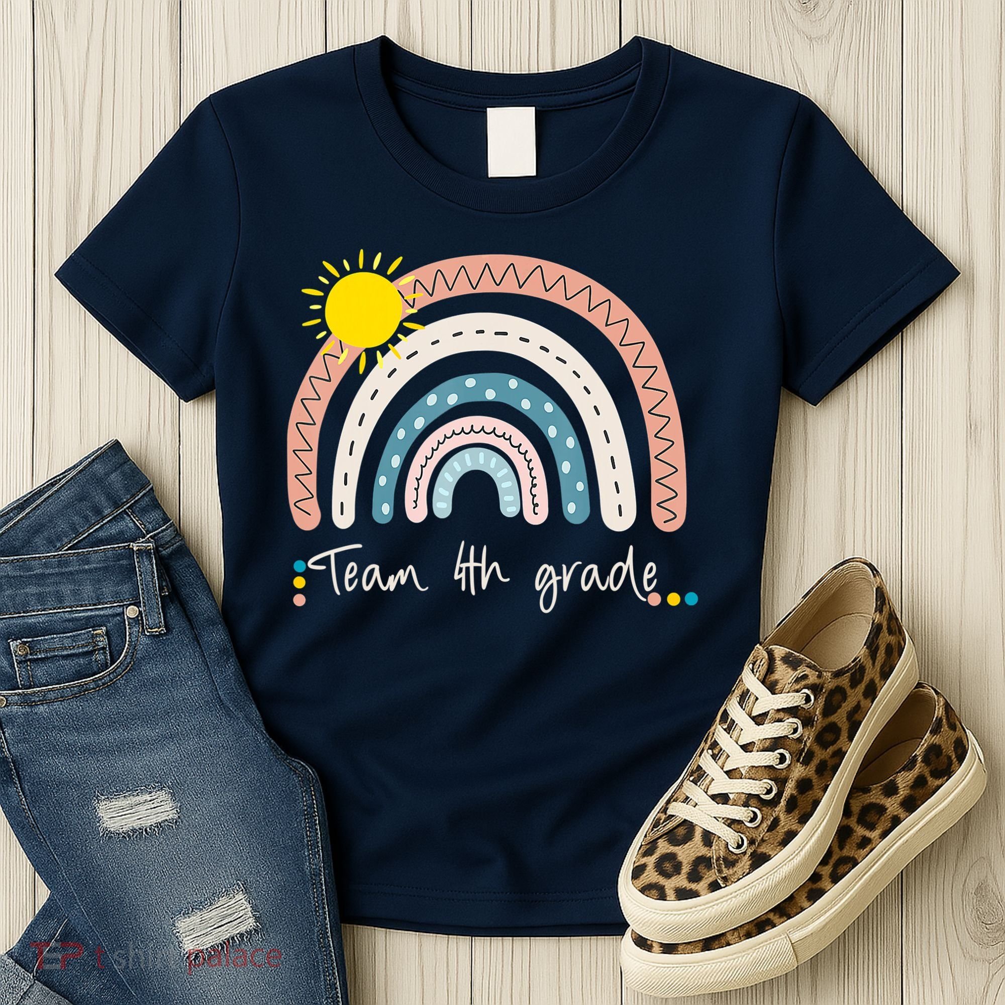 4Th Grade Of Team PreK Squad Crew Teacher Rainbow Women's T-Shirt