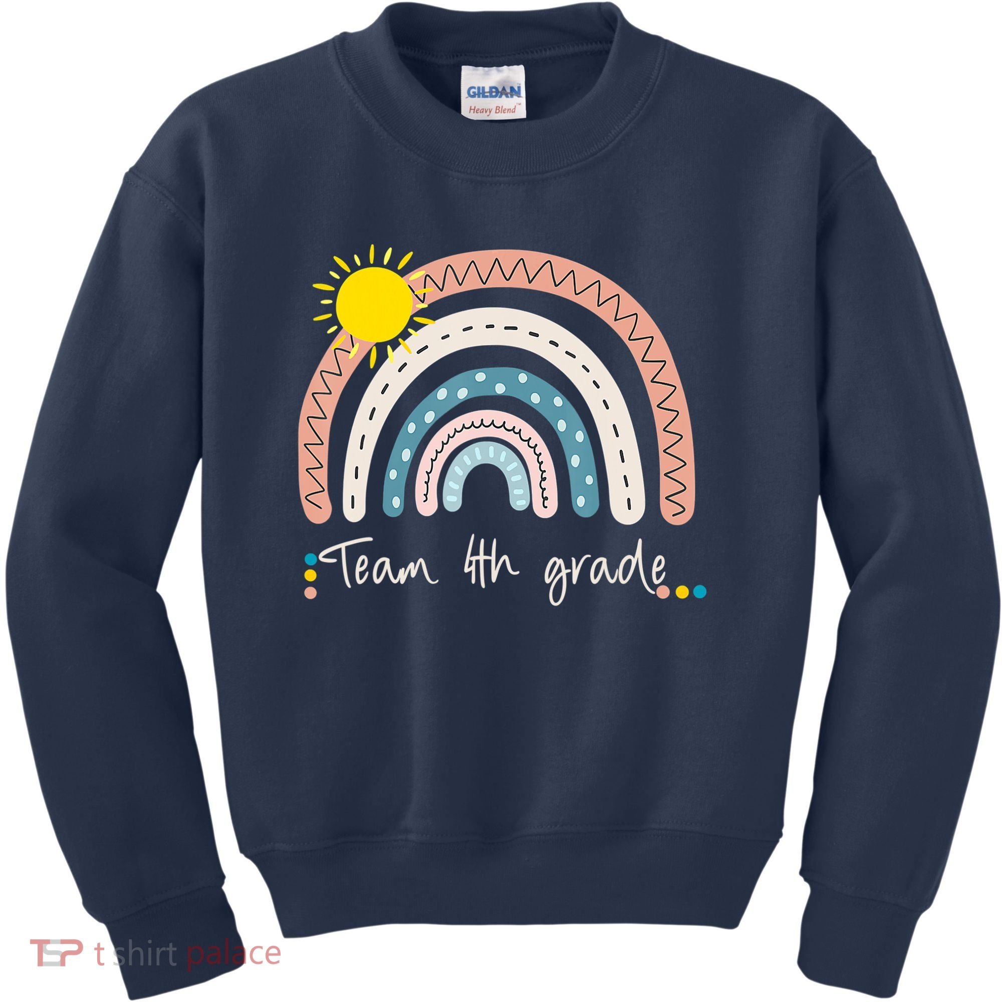 4Th Grade Of Team PreK Squad Crew Teacher Rainbow Kids Sweatshirt