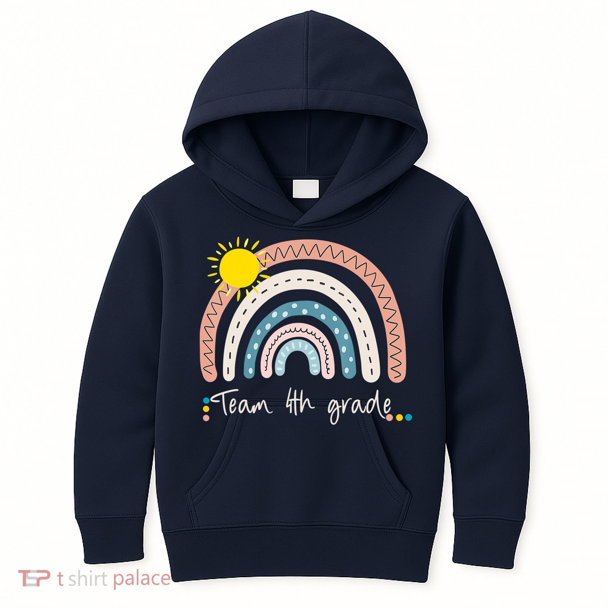 4Th Grade Of Team PreK Squad Crew Teacher Rainbow Kids Hoodie