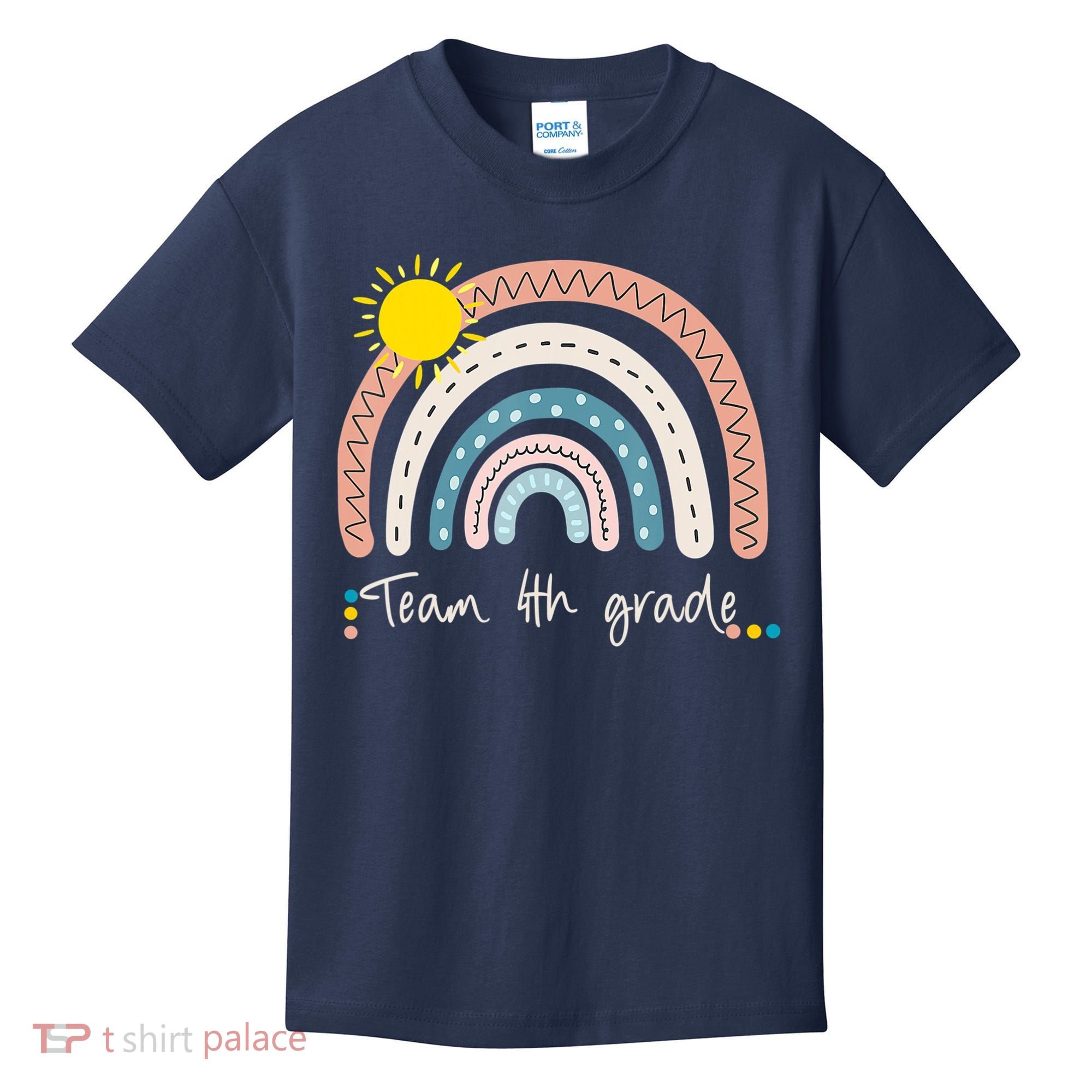 4Th Grade Of Team PreK Squad Crew Teacher Rainbow Kids T-Shirt