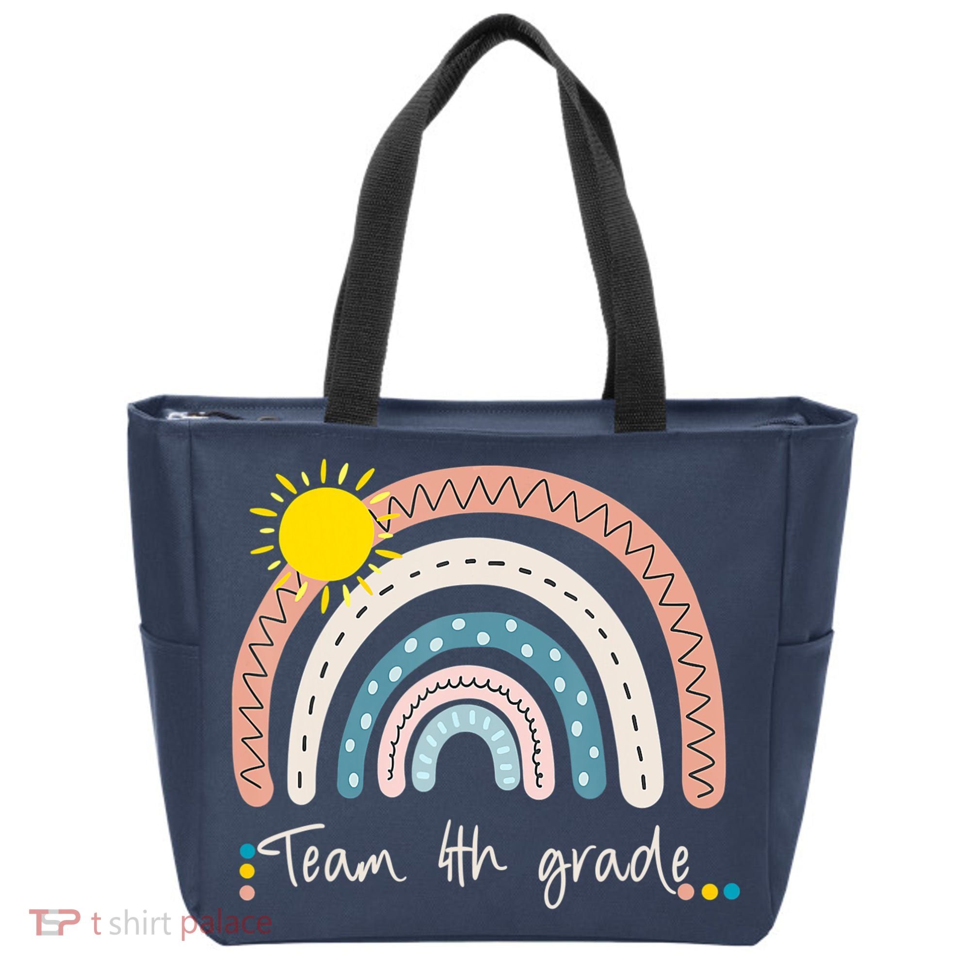 4Th Grade Of Team PreK Squad Crew Teacher Rainbow Tote Bag