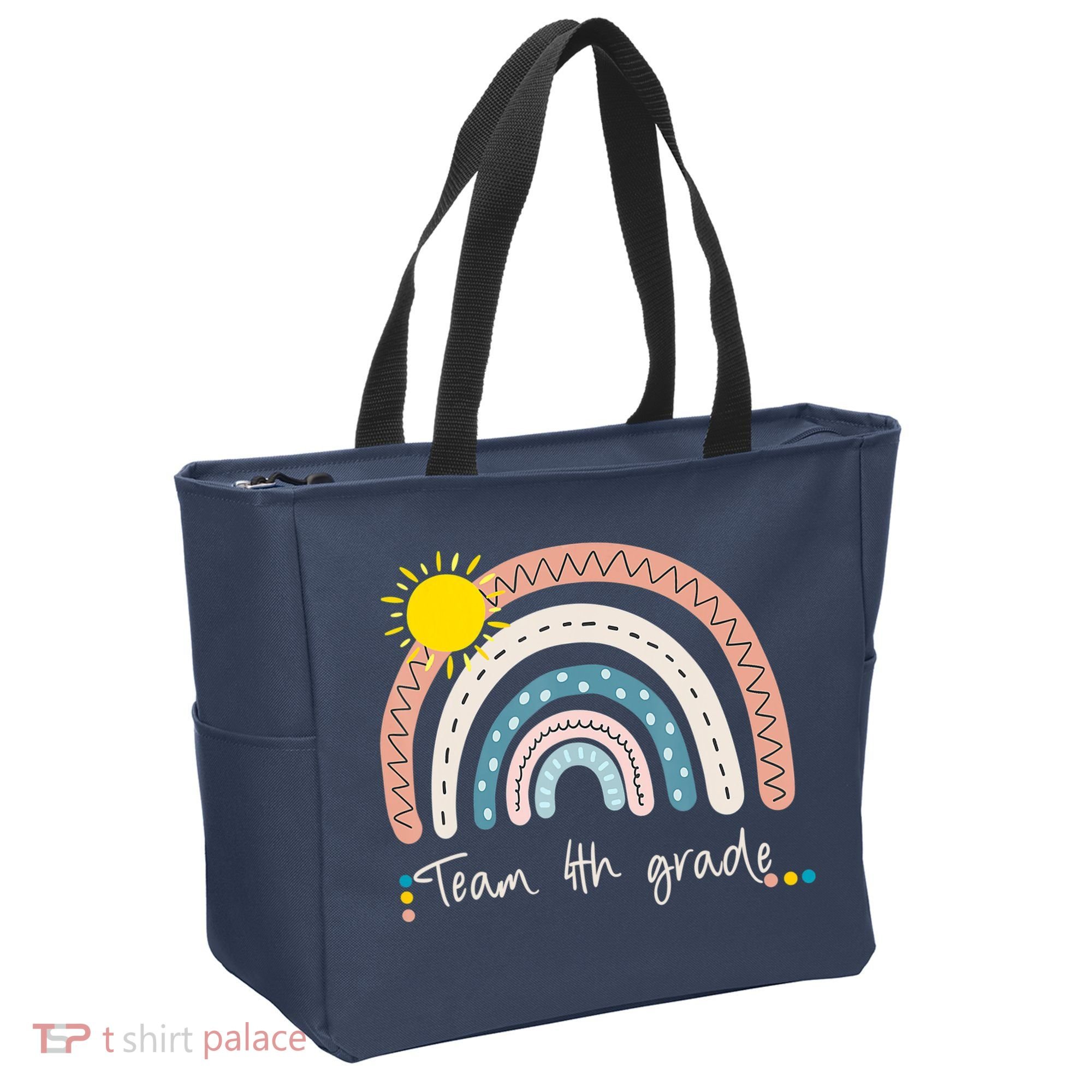 4Th Grade Of Team PreK Squad Crew Teacher Rainbow Tote Bag