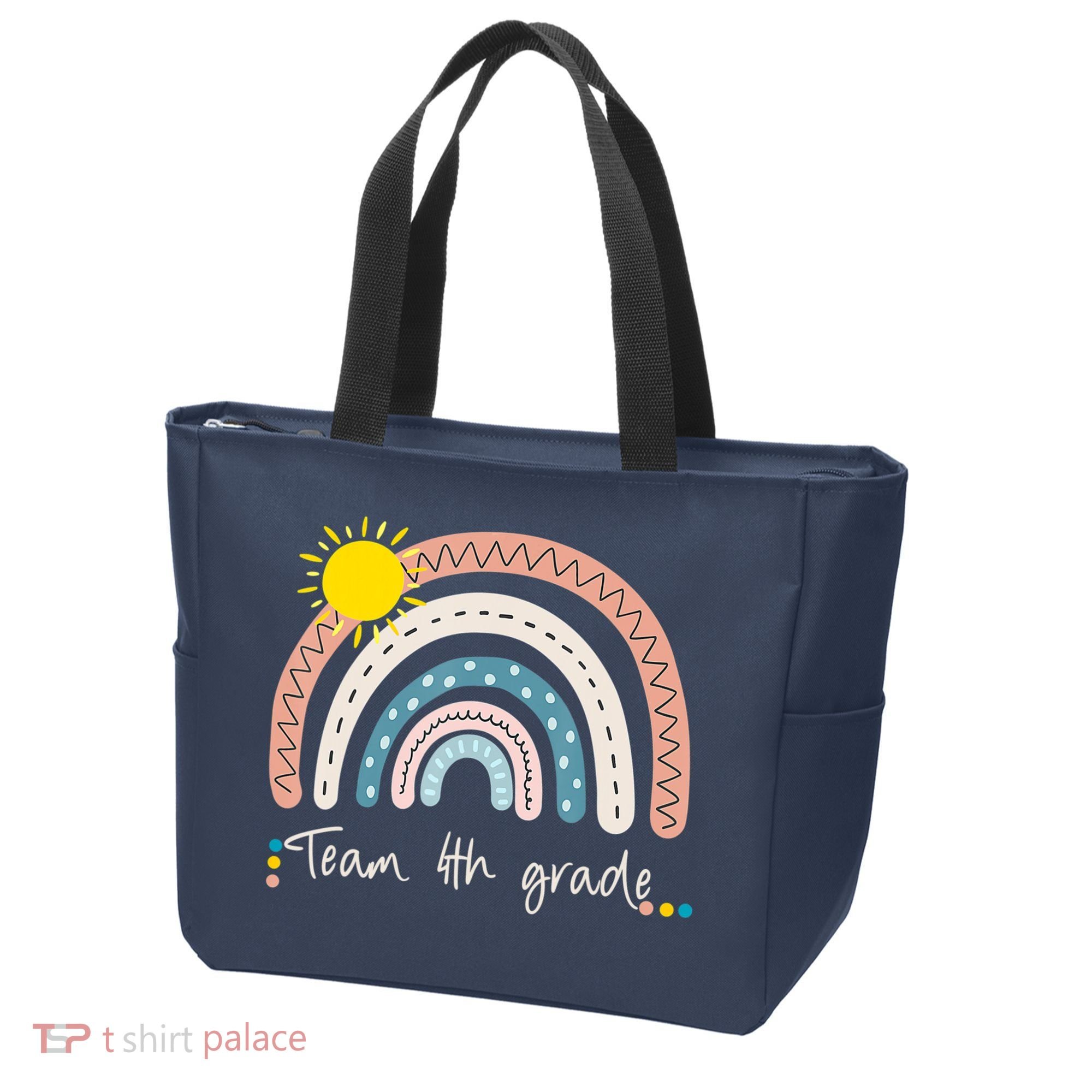 4Th Grade Of Team PreK Squad Crew Teacher Rainbow Tote Bag