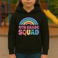 4th Grade Squad Rainbow Kids Hoodie thumb 3