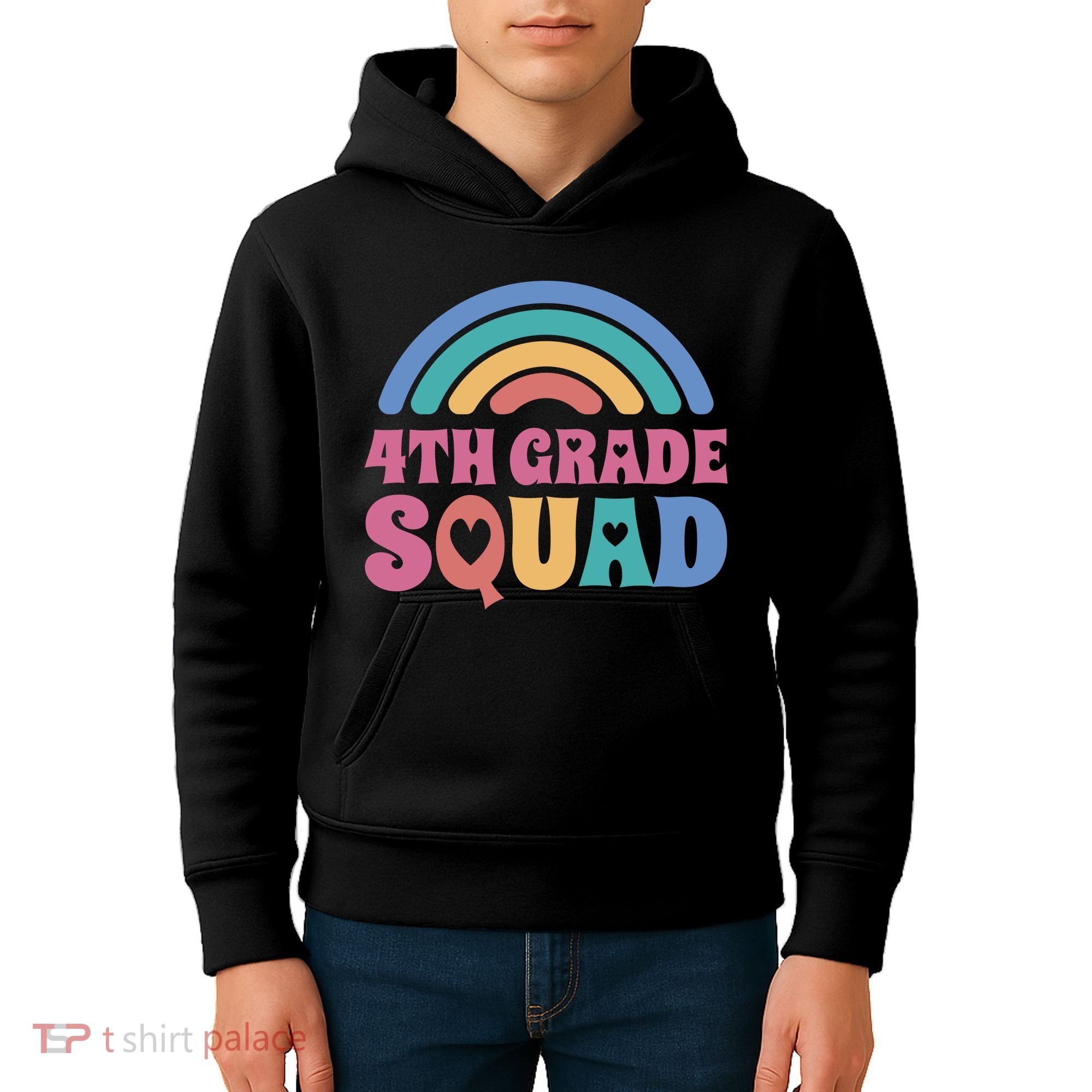 4th Grade Squad Rainbow Kids Hoodie