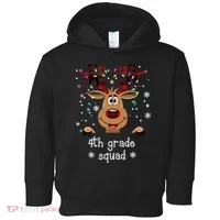 4th Grade Squad Reindeer Christmas Toddler Hoodie thumb 0