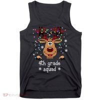 4th Grade Squad Reindeer Christmas Tank Top thumb 0