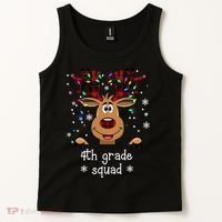 4th Grade Squad Reindeer Christmas Tank Top thumb 2