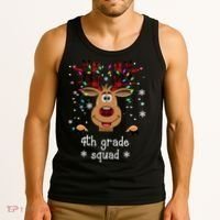 4th Grade Squad Reindeer Christmas Tank Top thumb 3