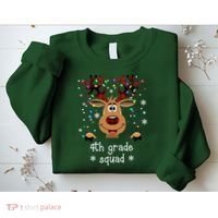 4th Grade Squad Reindeer Christmas Sweatshirt thumb 2