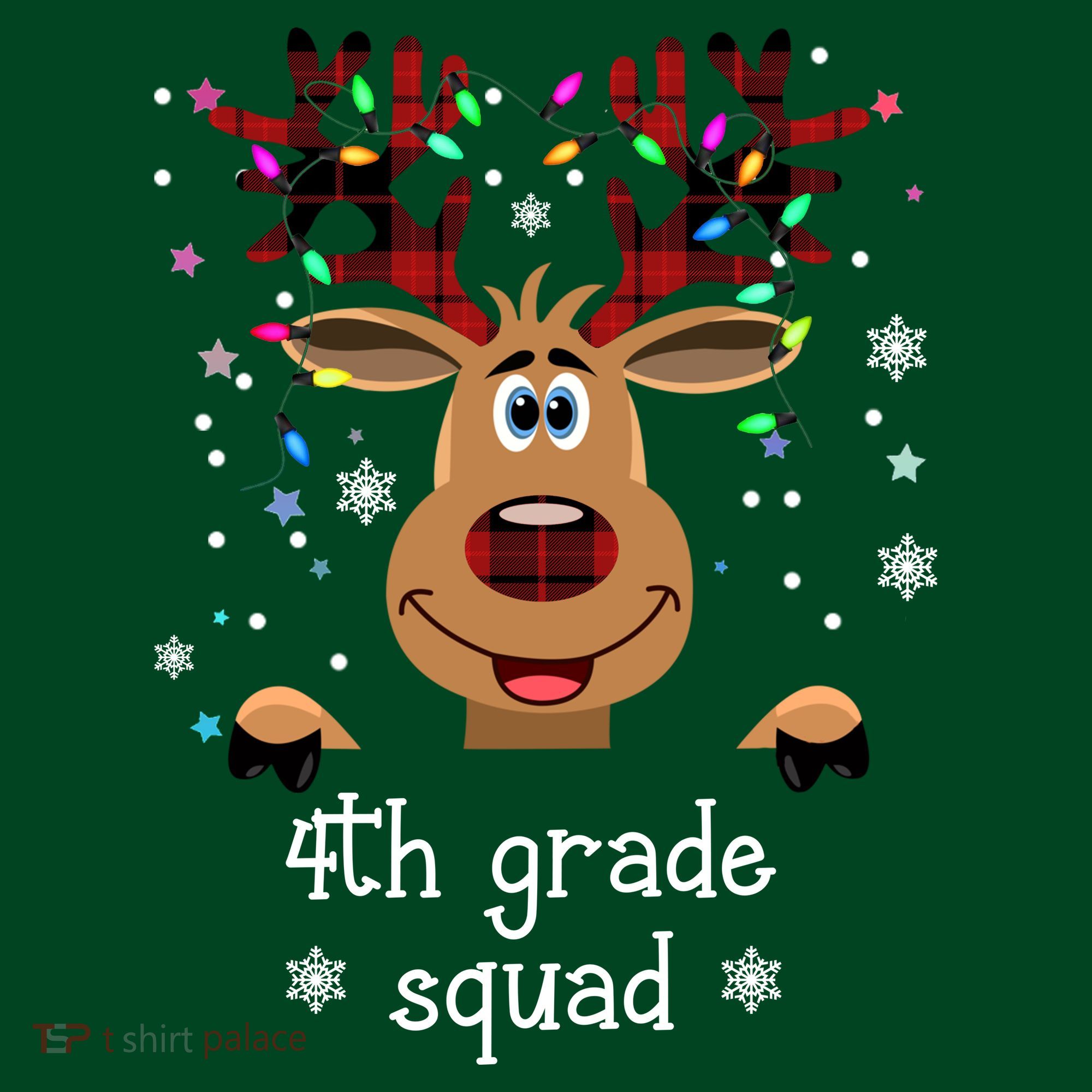 4th Grade Squad Reindeer Christmas Button