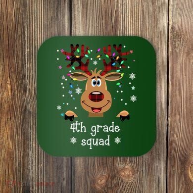 4th Grade Squad Reindeer Christmas Coaster