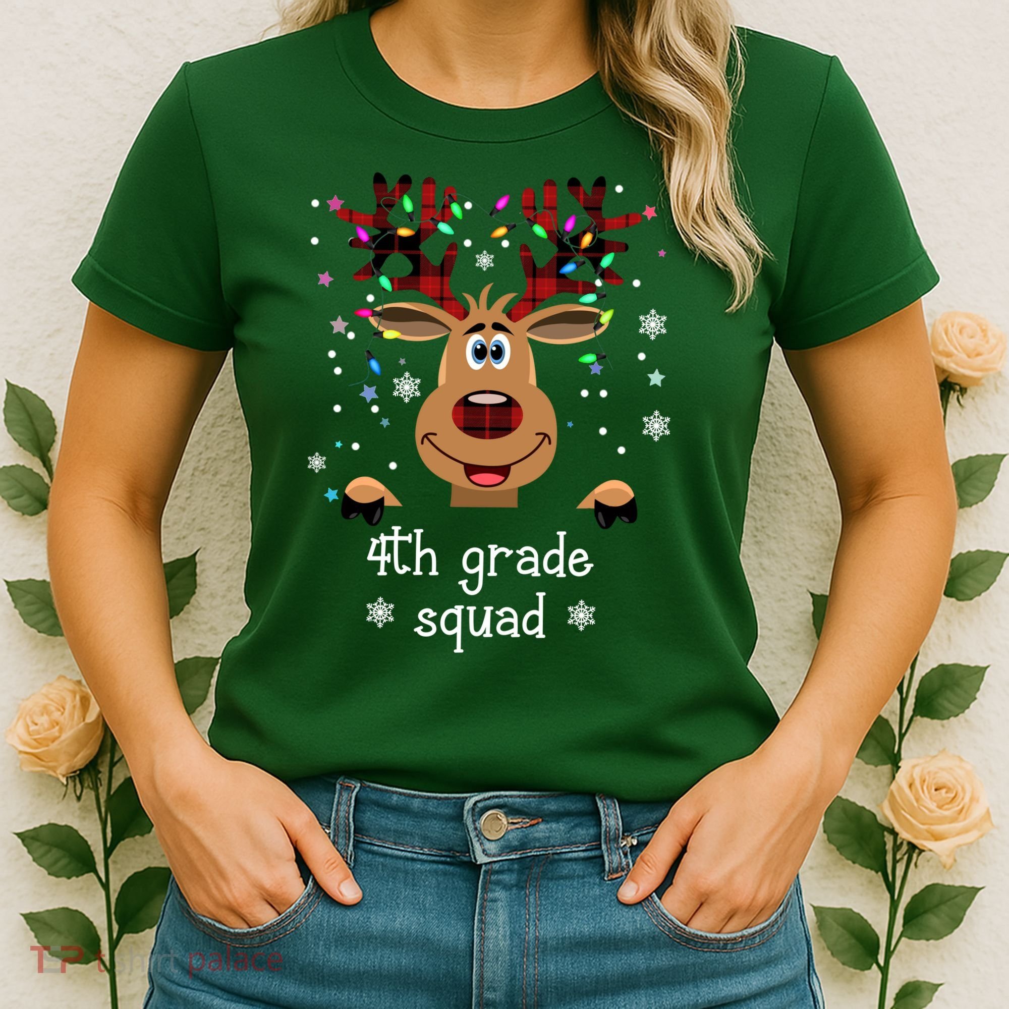 4th Grade Squad Reindeer Christmas Women's T-Shirt