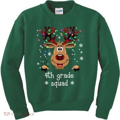 4th Grade Squad Reindeer Christmas Kids Sweatshirt
