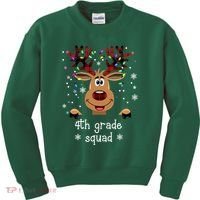 4th Grade Squad Reindeer Christmas Kids Sweatshirt thumb 0