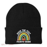 4th Grade Teacher Rock The Test Day Fourth Grade Testing Beanie thumb 0