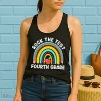 4th Grade Teacher Rock The Test Day Fourth Grade Testing Women's Tank Top thumb 2