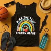 4th Grade Teacher Rock The Test Day Fourth Grade Testing Tank Top thumb 4