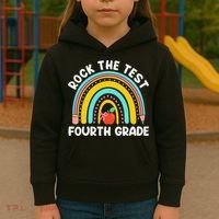 4th Grade Teacher Rock The Test Day Fourth Grade Testing Kids Hoodie thumb 3
