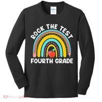 4th Grade Teacher Rock The Test Day Fourth Grade Testing Kids Long Sleeve Shirt thumb 0