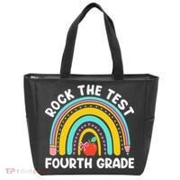 4th Grade Teacher Rock The Test Day Fourth Grade Testing Tote Bag thumb 0