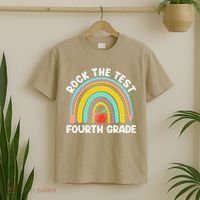 4th Grade Teacher Rock The Test Day Fourth Grade Testing T-Shirt thumb 2
