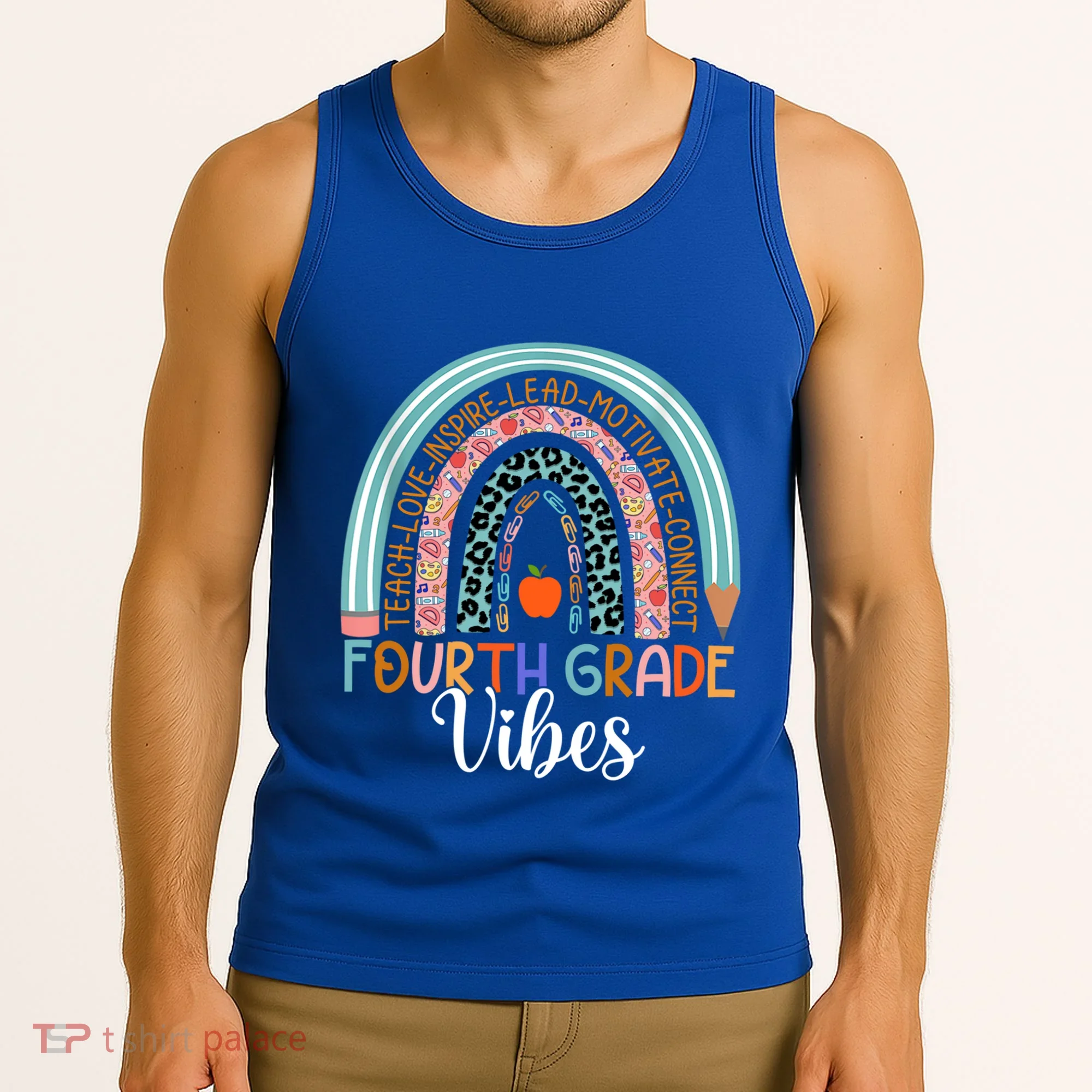 4Th Grade Vibes Rainbow Fourth Grade Teacher Team 4Th Grade Gift Tank Top
