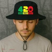 420 Good Vibes Only Rasta Reggae Marijuana Weed Cannabis Bucket Hat thumb 2