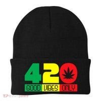 420 Good Vibes Only Rasta Reggae Marijuana Weed Cannabis Beanie thumb 0