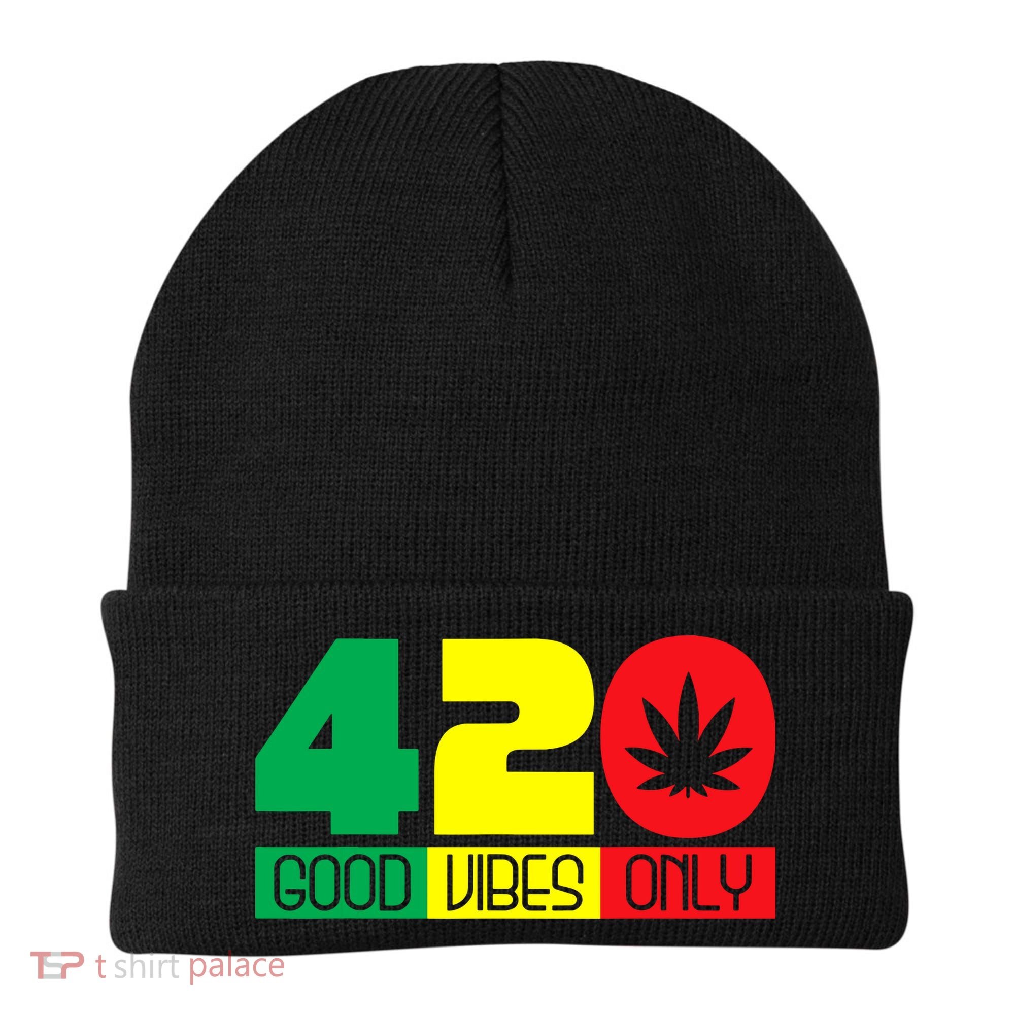 420 Good Vibes Only Rasta Reggae Marijuana Weed Cannabis Beanie