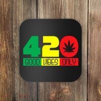 420 Good Vibes Only Rasta Reggae Marijuana Weed Cannabis Coaster thumb 0