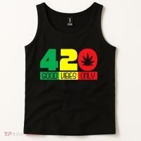 420 Good Vibes Only Rasta Reggae Marijuana Weed Cannabis Tank Top thumb 2