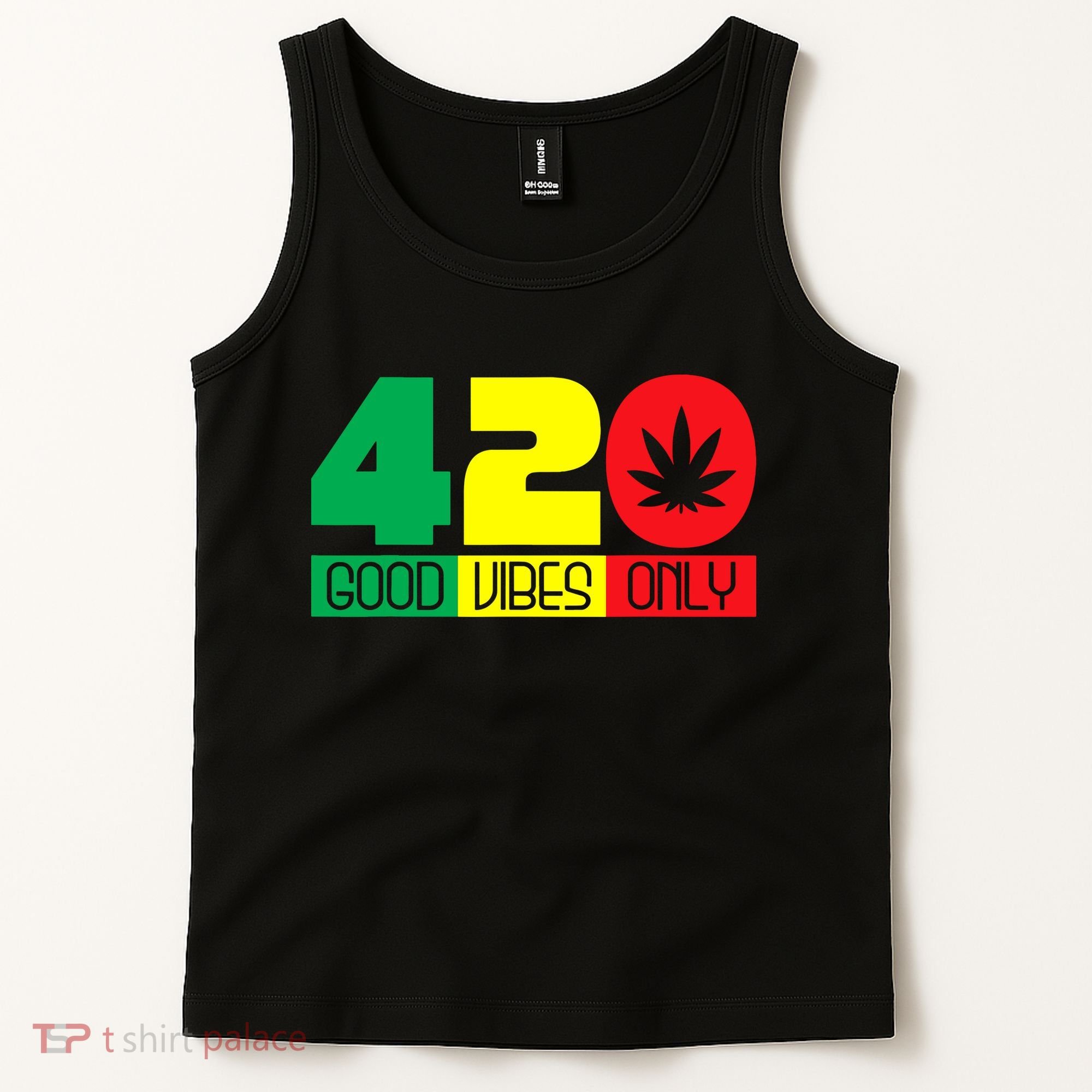 420 Good Vibes Only Rasta Reggae Marijuana Weed Cannabis Tank Top