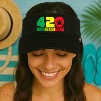 420 Good Vibes Only Rasta Reggae Marijuana Weed Cannabis Visor thumb 2