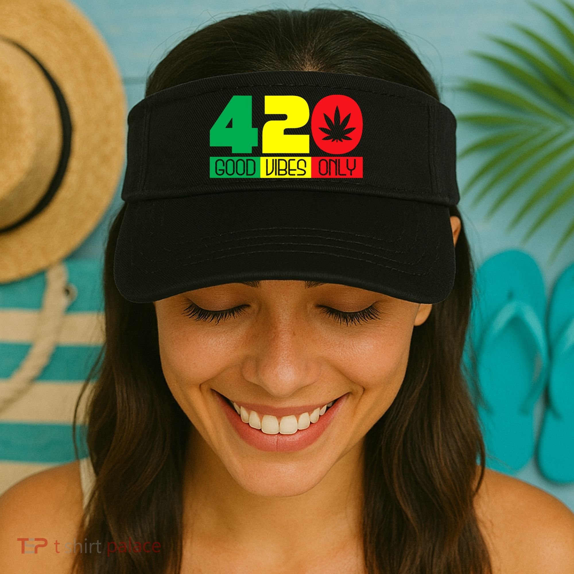 420 Good Vibes Only Rasta Reggae Marijuana Weed Cannabis Visor