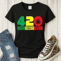 420 Good Vibes Only Rasta Reggae Marijuana Weed Cannabis Women's T-Shirt thumb 3