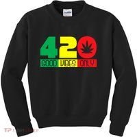 420 Good Vibes Only Rasta Reggae Marijuana Weed Cannabis Kids Sweatshirt thumb 0