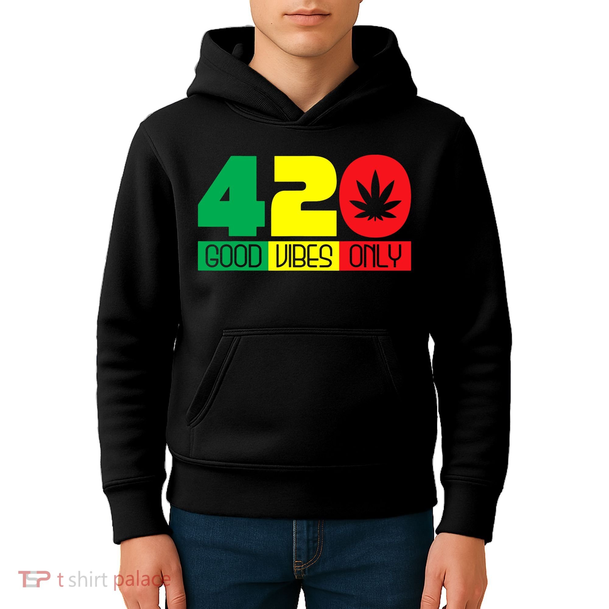 420 Good Vibes Only Rasta Reggae Marijuana Weed Cannabis Kids Hoodie