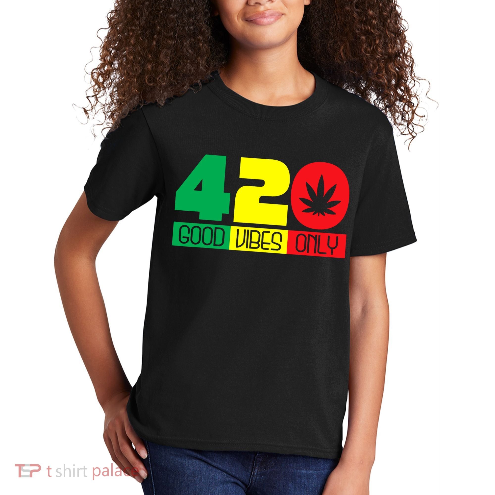 420 Good Vibes Only Rasta Reggae Marijuana Weed Cannabis Kids T-Shirt