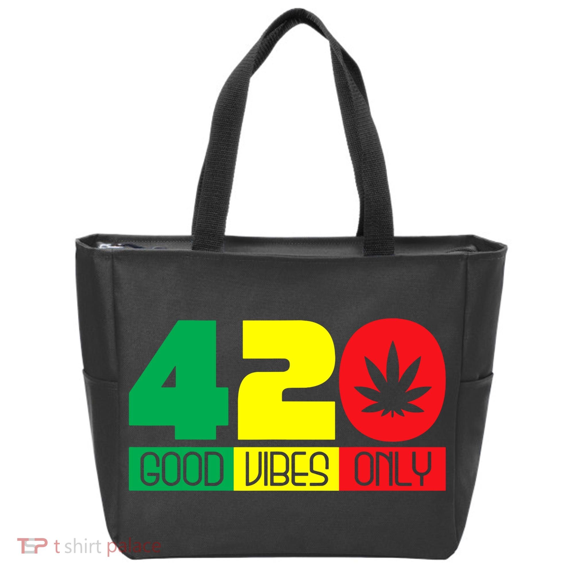 420 Good Vibes Only Rasta Reggae Marijuana Weed Cannabis Tote Bag