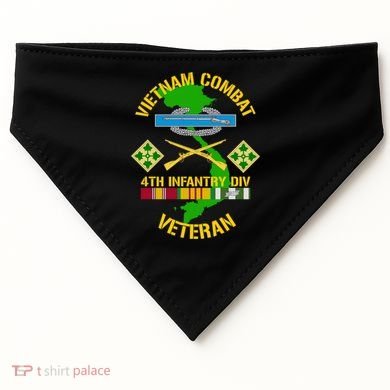 4th Infantry Division Gift Vietnam Combat Veteran Cool Gift USA-Made Doggie Bandana