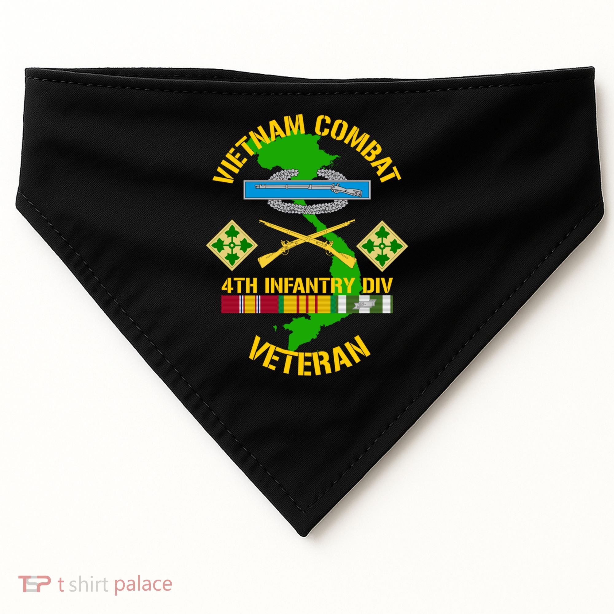 4th Infantry Division Gift Vietnam Combat Veteran Cool Gift USA-Made Doggie Bandana
