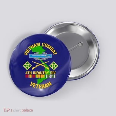4th Infantry Division Gift Vietnam Combat Veteran Cool Gift Button