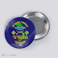 4th Infantry Division Gift Vietnam Combat Veteran Cool Gift Button thumb 0