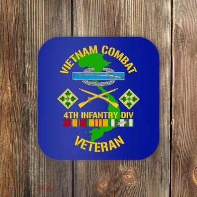 4th Infantry Division Gift Vietnam Combat Veteran Cool Gift Coaster