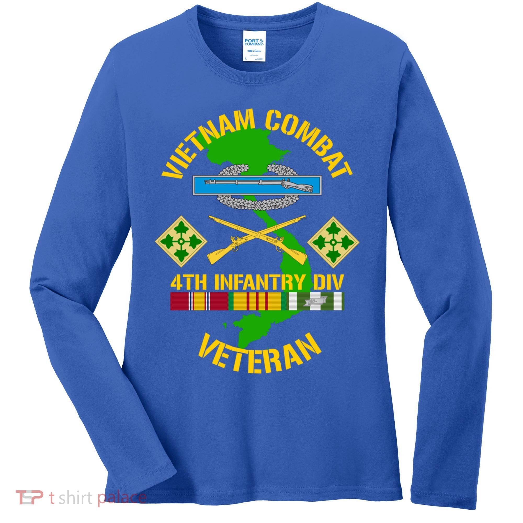 4th Infantry Division Gift Vietnam Combat Veteran Cool Gift Women's Long Sleeve Shirt