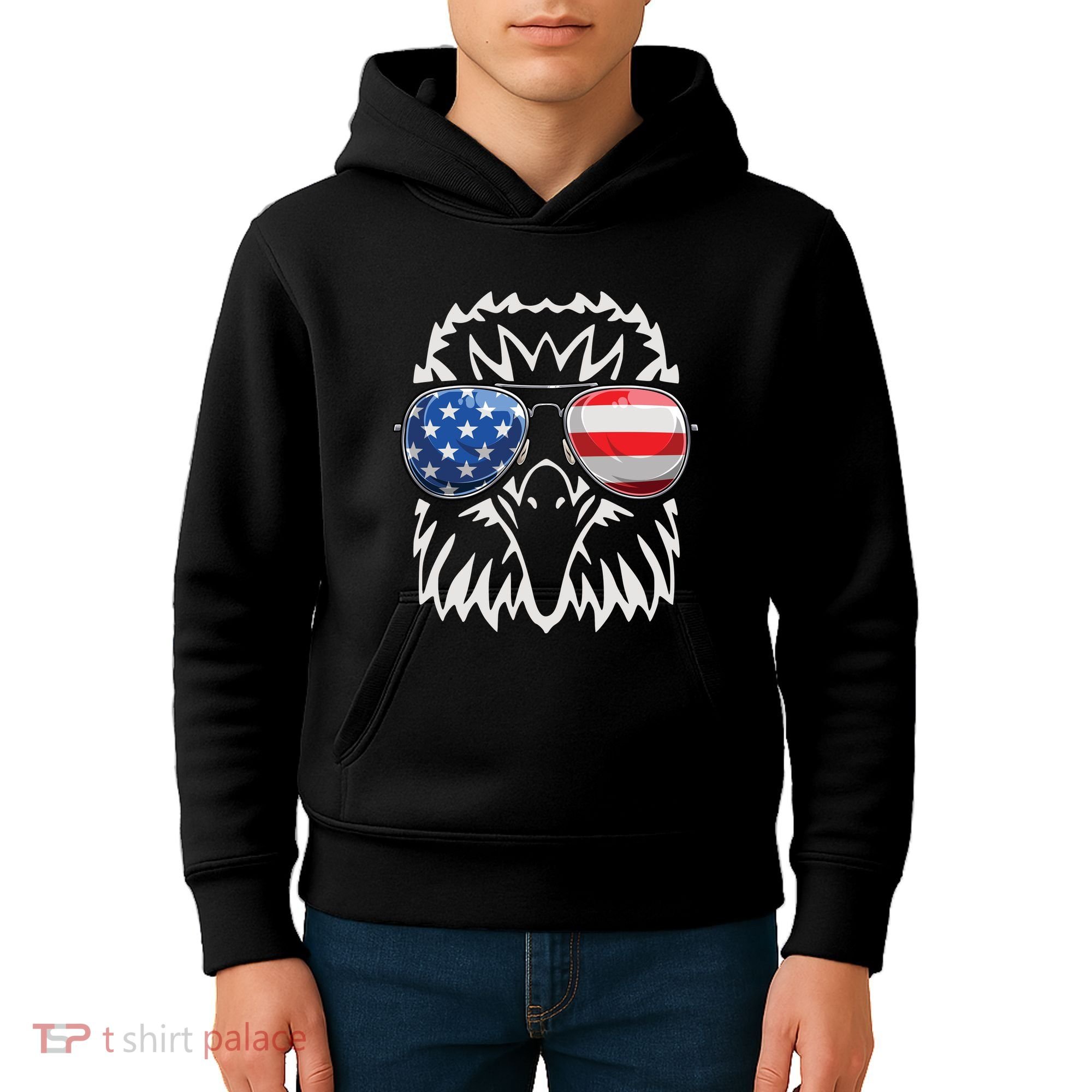 4th July American Eagle Flag Independence Day Kids Hoodie