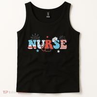 4th July Nurse American Nurse Independence Day Nurse Tank Top thumb 2